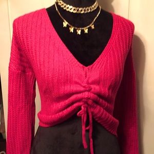 Hot pink crop sweater
